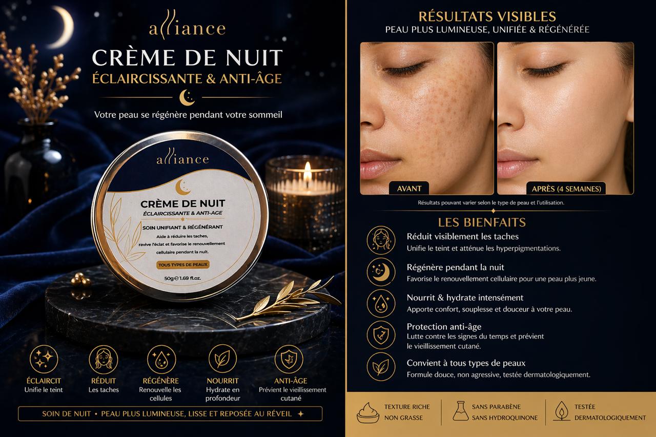 Crème de Nuit Éclaircissante & Anti-Âge