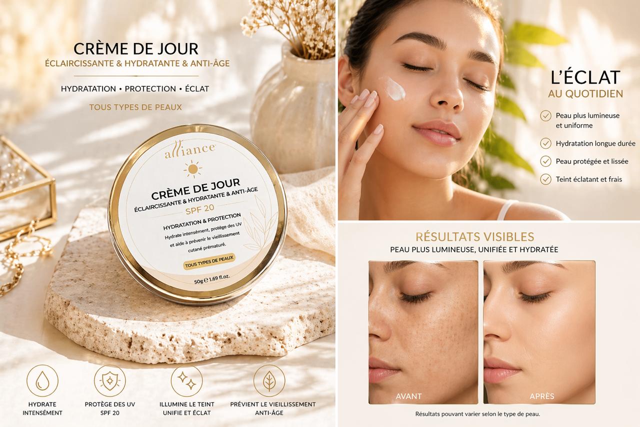 Crème de Jour Éclaircissante & Hydratante SPF 20